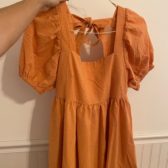 One Kiss Away Peach Puff Sleeve Dress - Picture 3 of 4